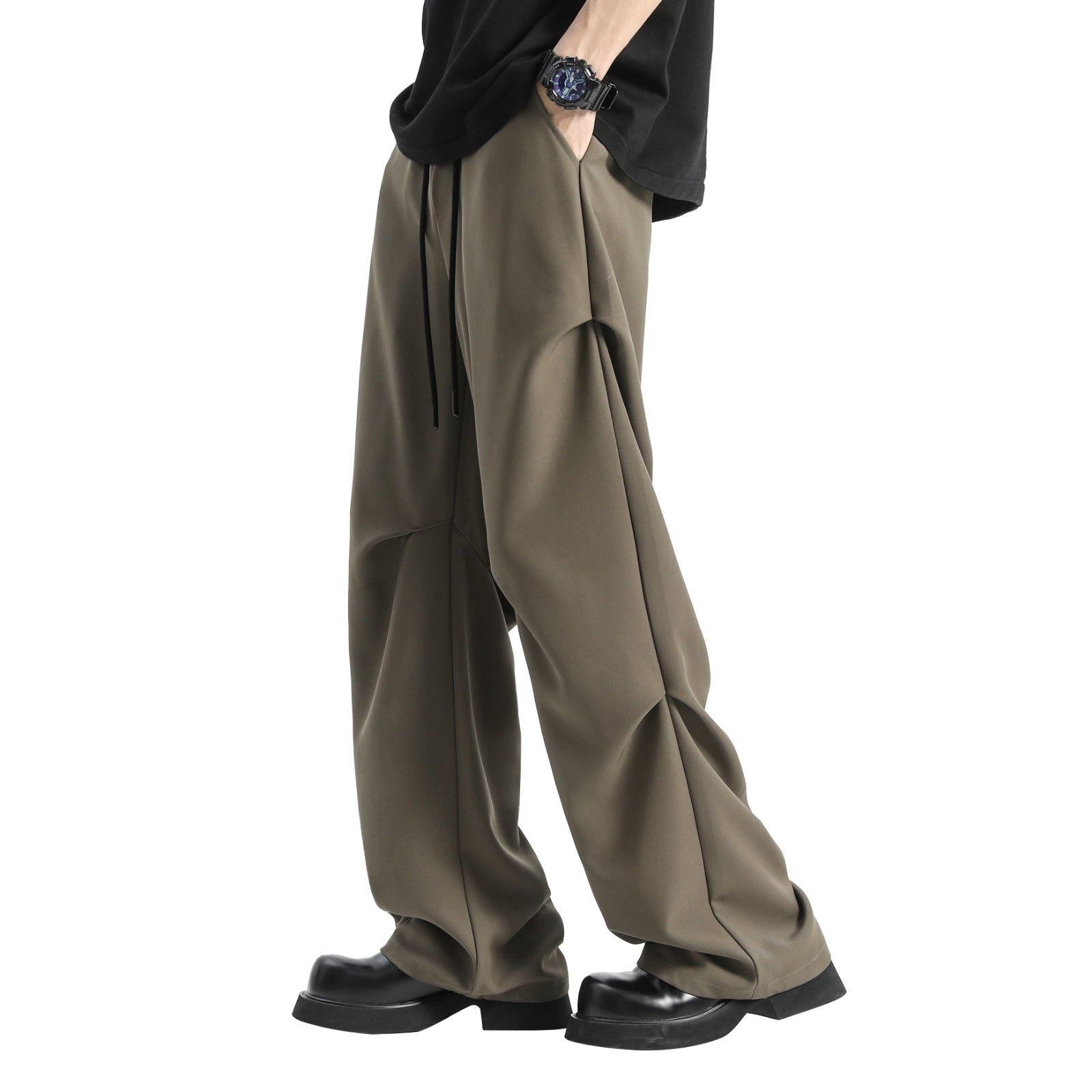 Men's Y2K Ruched Baggy Parachute Cargo Pants Loose Straight Leg Drawstring Streetwear Sweatpants