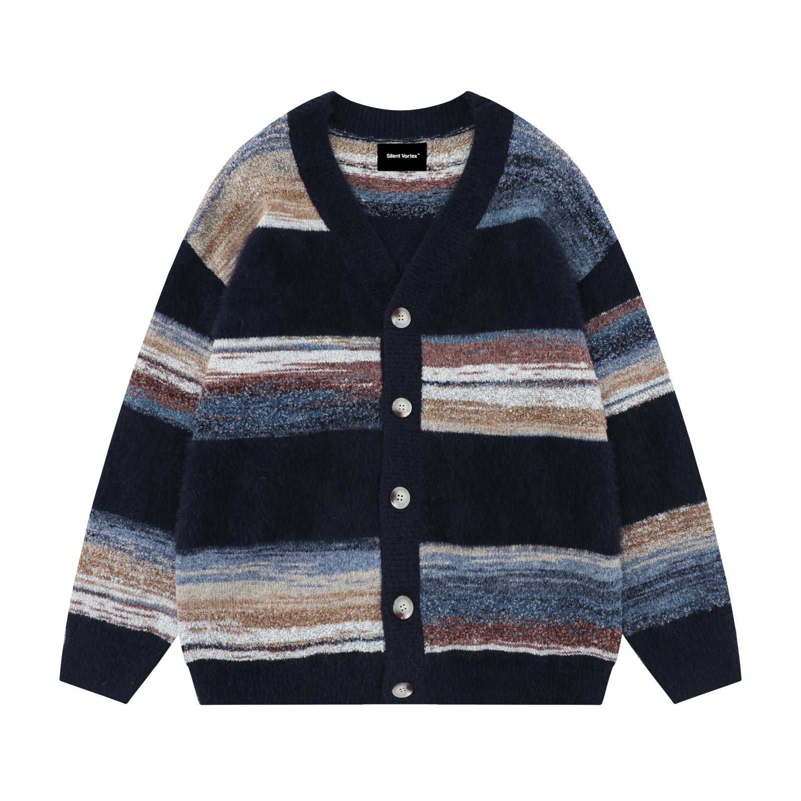 Men's Women's Oversized Striped Cardigan Sweater Long Sleeve Button Down Vintage Knit Cardigans
