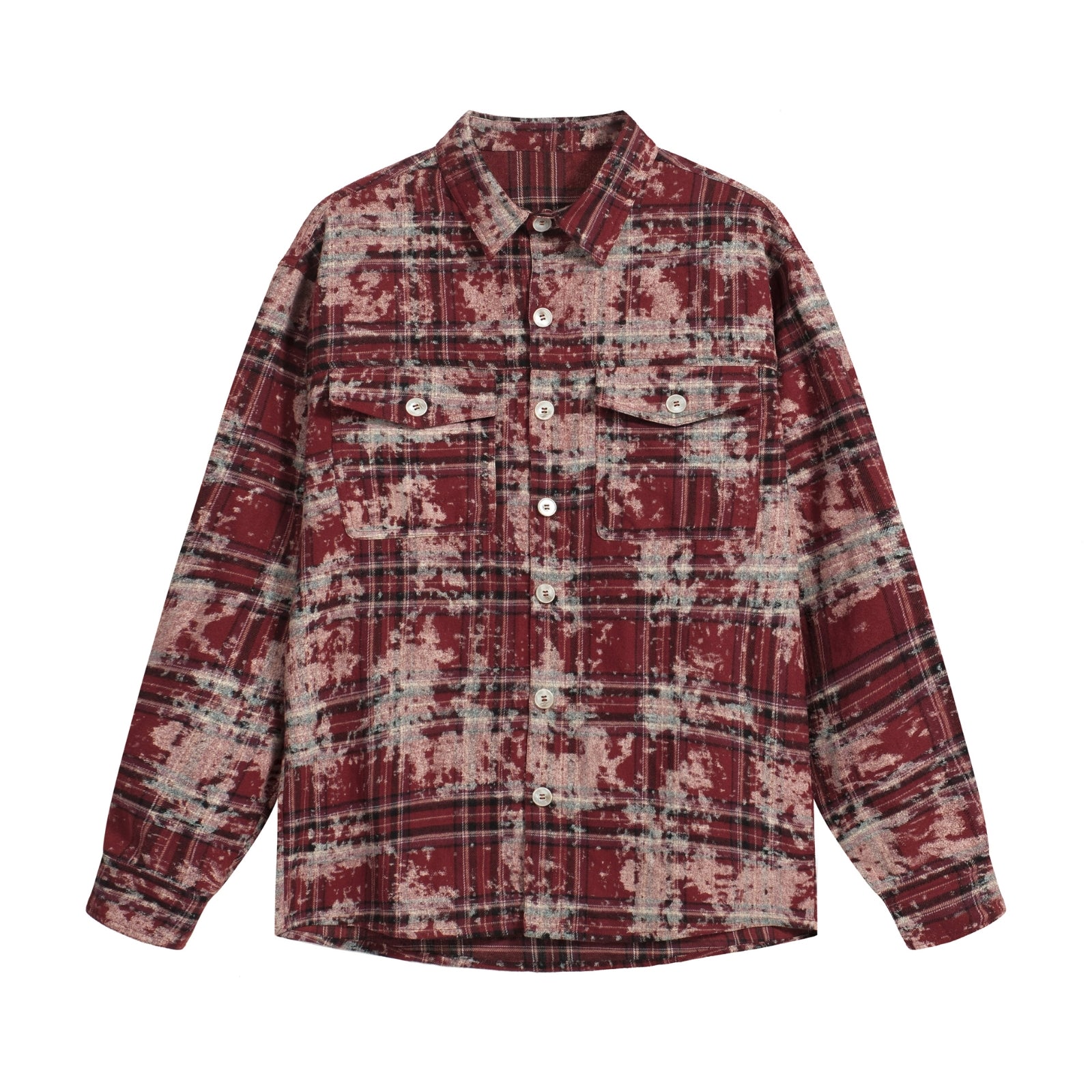 Men's Women's Oversized Cotton Button Down Flannel Shirts Long Sleeve Plaid Tie Dye Unisex Blouse Top