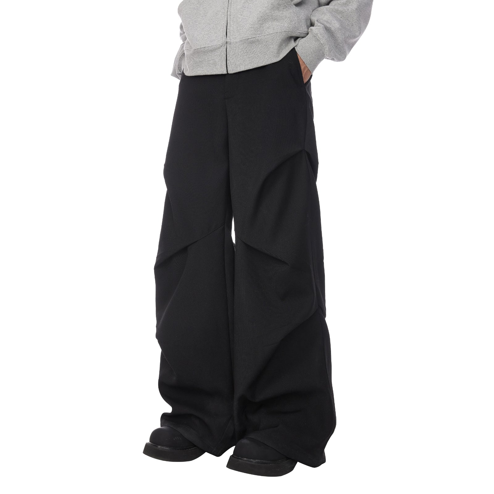 Men's Ruched Baggy Cargo Pants Loose Fit Hip Hop Y2K Wide Leg Parachute Pants Streetwear