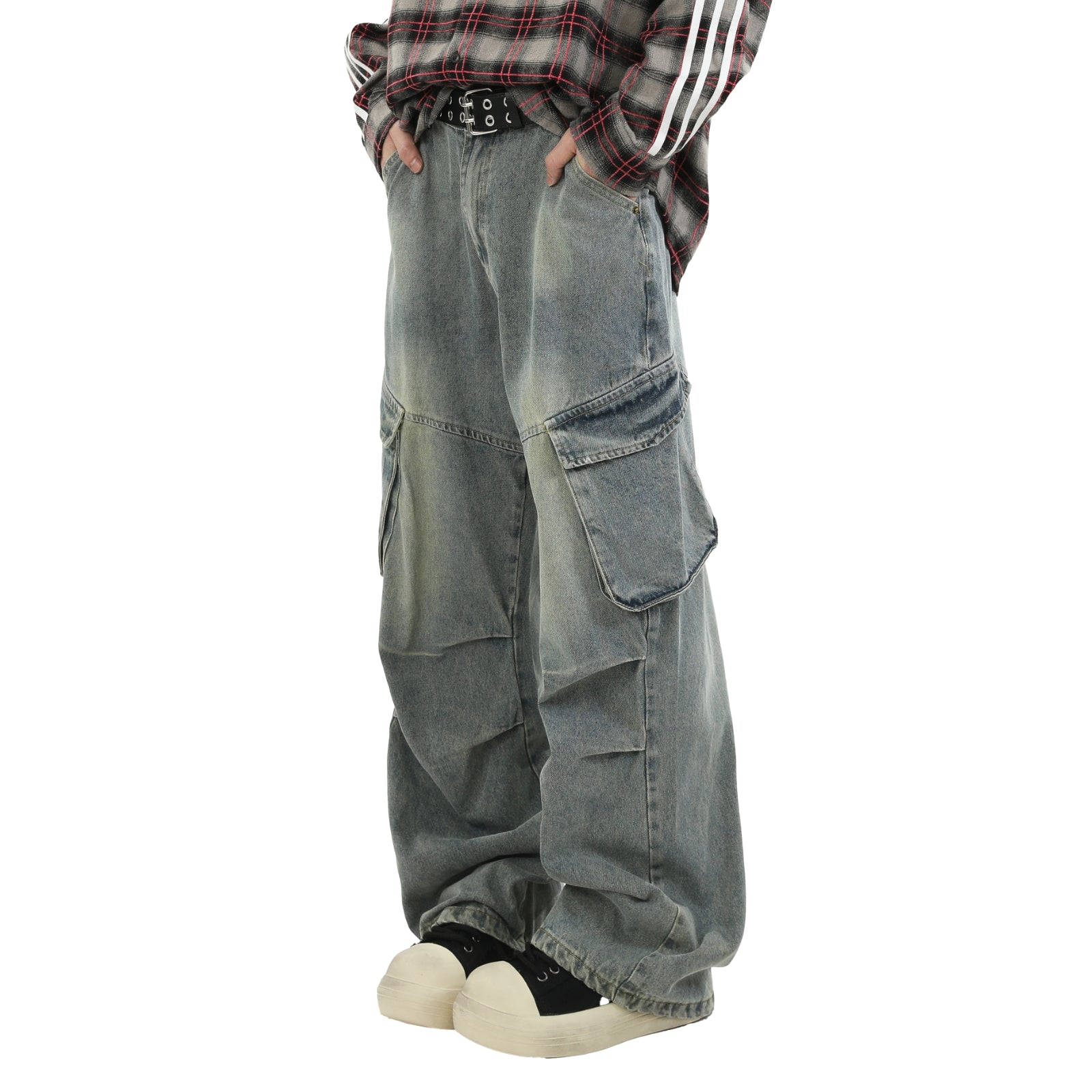 Men's Y2K Baggy Hip Hop Jeans Wide Leg Denim Pants Casual Loose Fit Trousers Streetwear