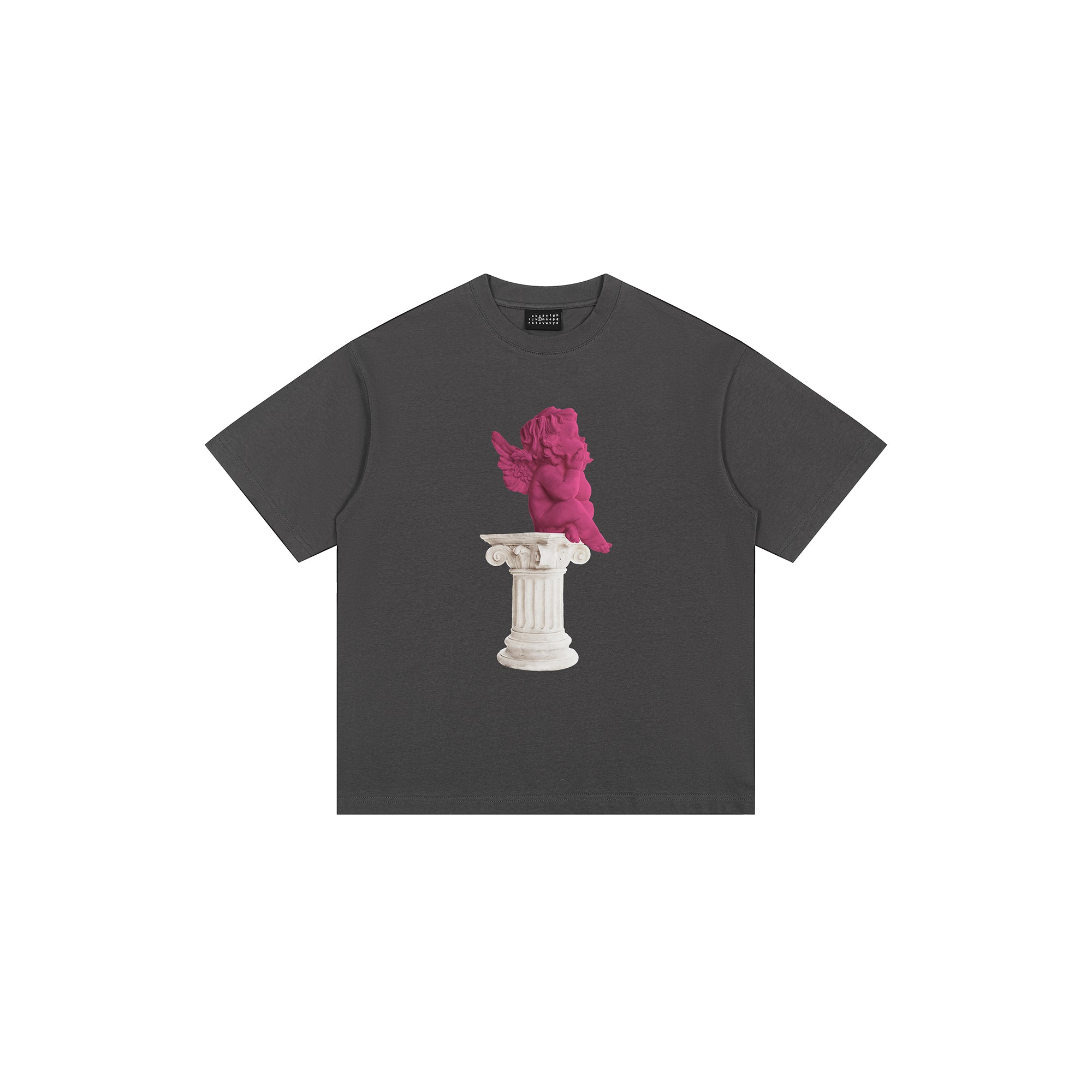 3D Digital Little Figure Sculpture And Roman Pillar Pattern Crew Neck And Short Sleeve T-shirt, Chic And Stylish Tops For Summer Street Wear