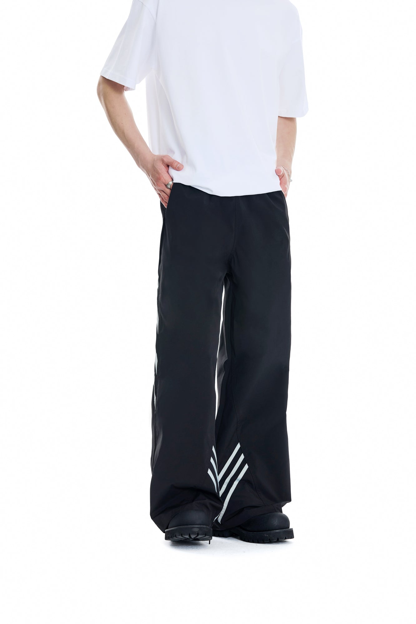 E equals MC squared  Drape striped track pants