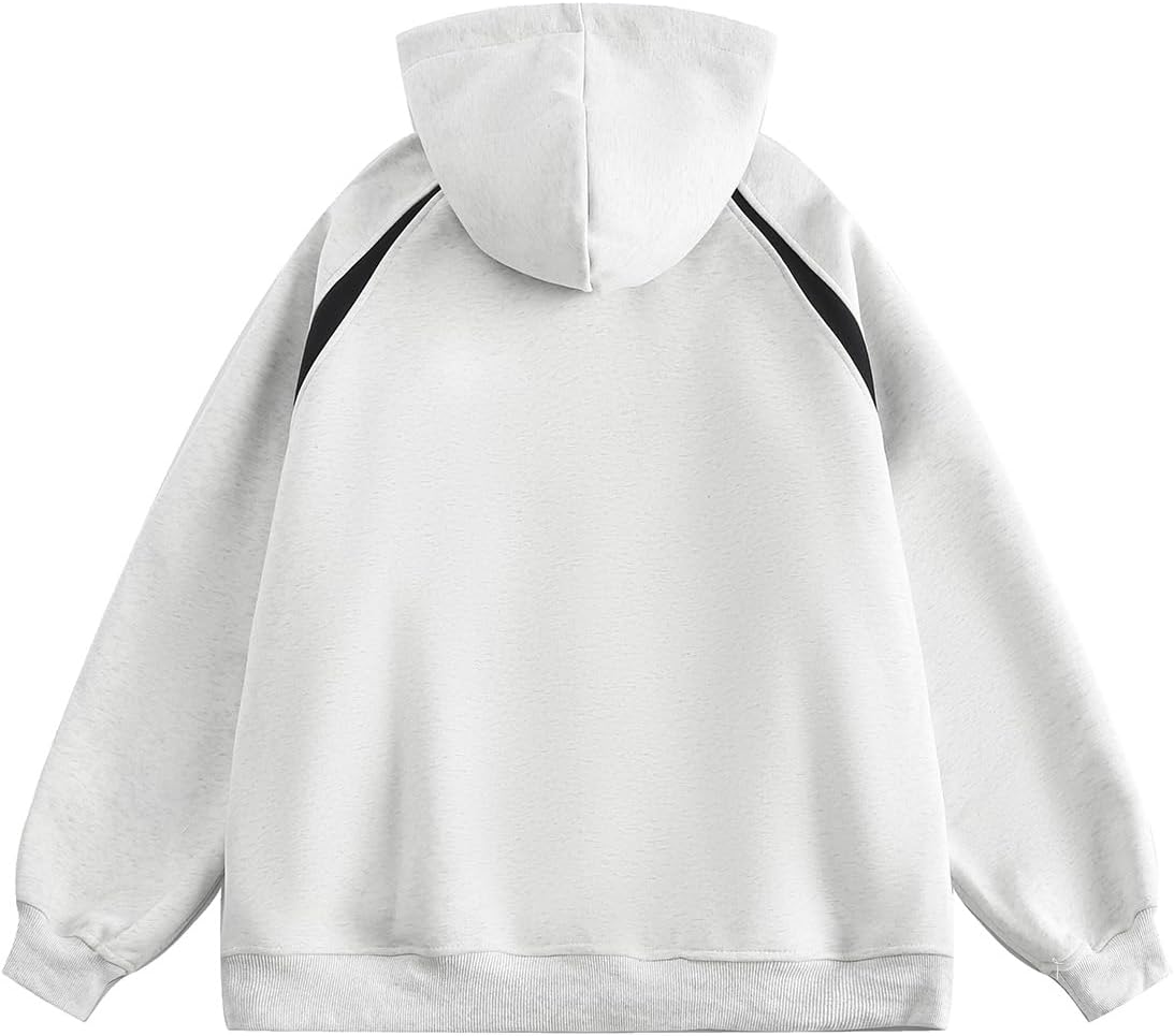 Men's Oversized Zip Up Hoodies Unisex Y2K Aesthetic Drawstring Long Sleeve Pullover Sweatshirt