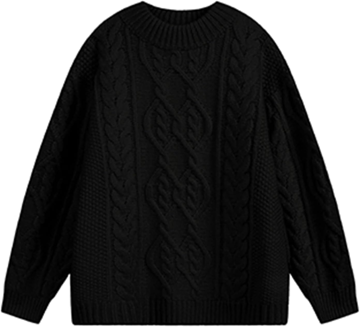 Men's Oversized Chunky Cable Knit Sweater Twisted Rope Crewneck Long Sleeve Vintage Pullovers Tops