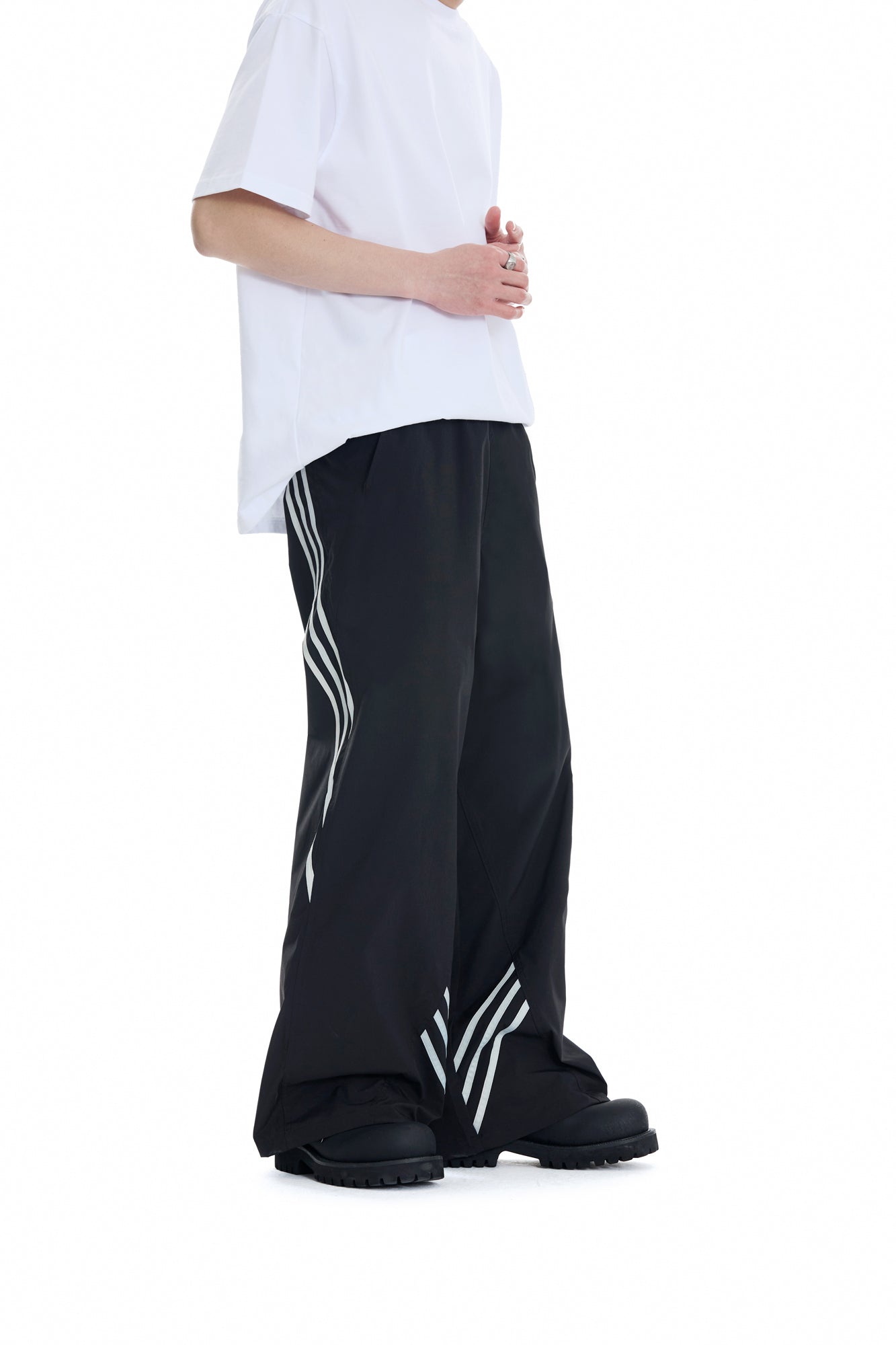 E equals MC squared  Drape striped track pants