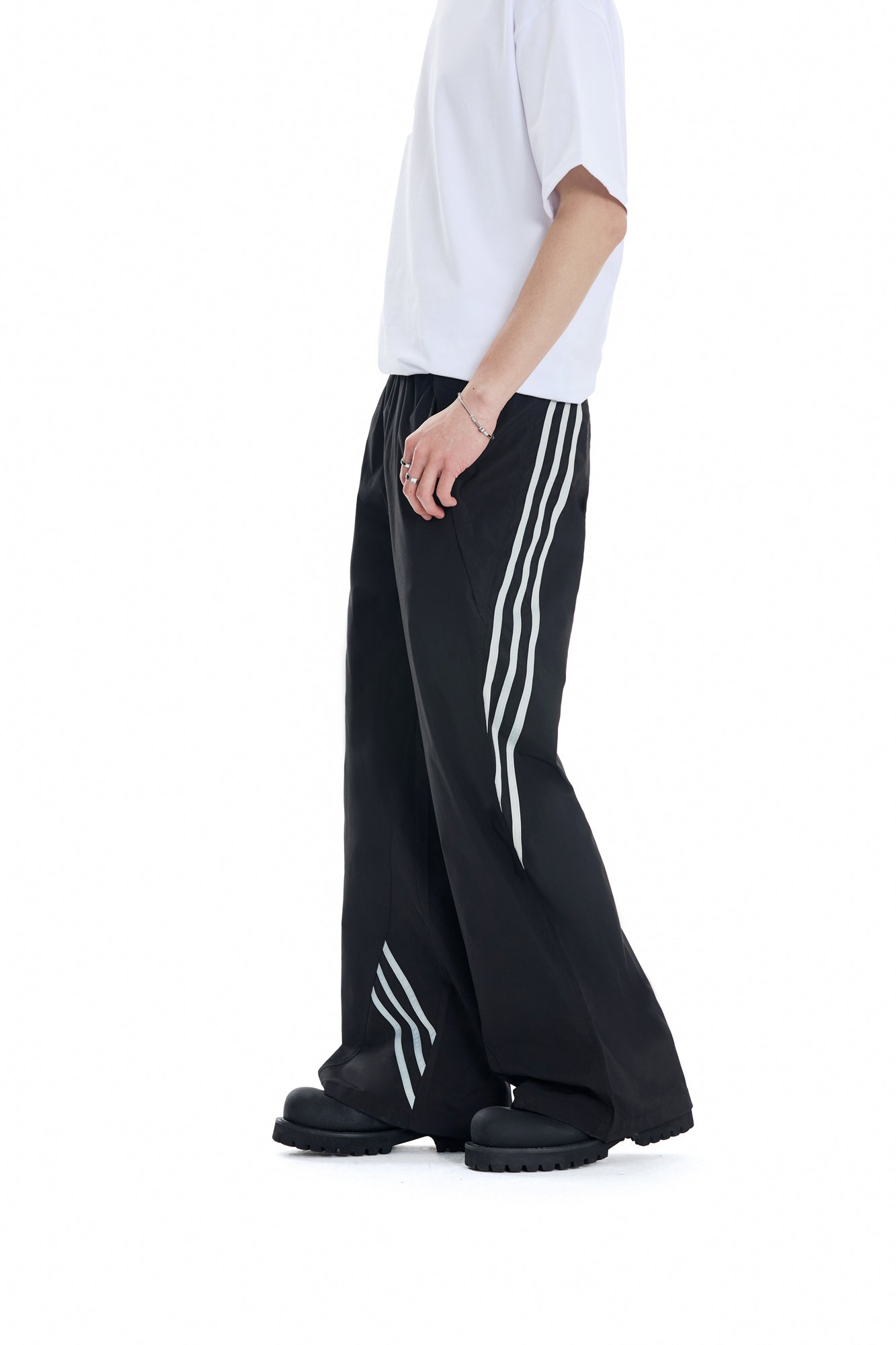 E equals MC squared  Drape striped track pants